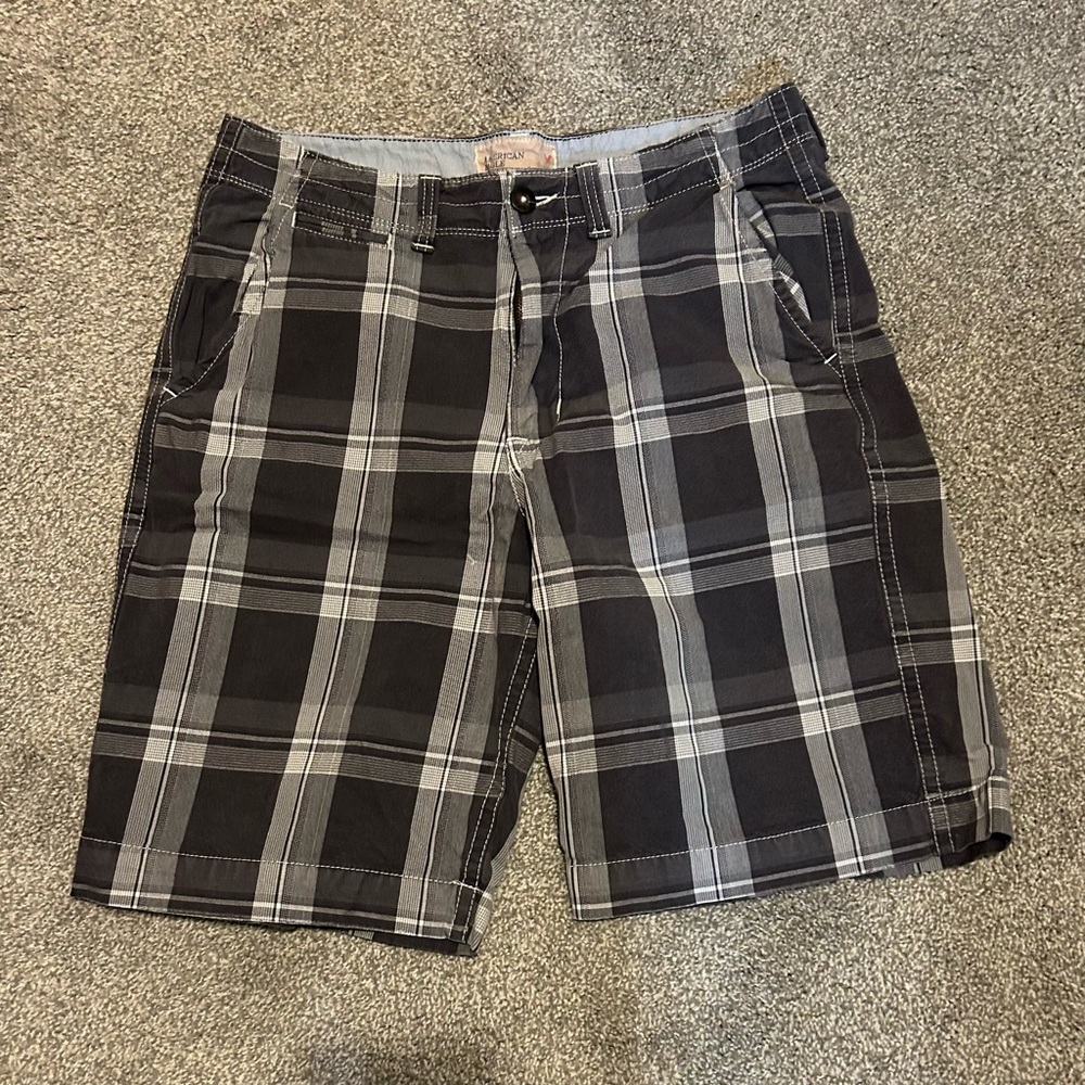 American Eagle Outfitters Black and Gray Flat Front Shorts